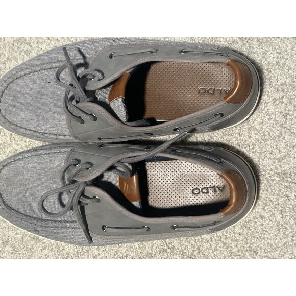 Aldo Light Gray Canvas Tancredo Business Casual Boat Shoes New Size 12 Men - Picture 5 of 6